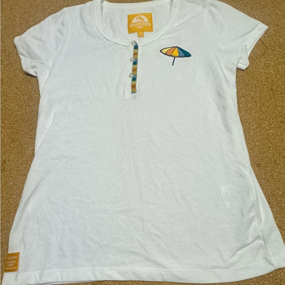 Golden Road Brewing Mango Cart Womens Polo Shirt White Medium Beer Brewery Bx A